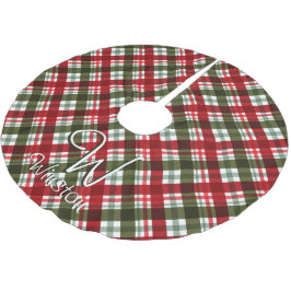 Royal Stewart Tartan Kariert Monogram Polyester Weihnachtsbaumdecke