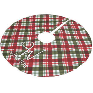 Royal Stewart Tartan Kariert Monogram Polyester Weihnachtsbaumdecke