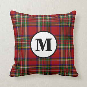 Royal Stewart Tartan Kariert Scottish Clan Monogra Kissen