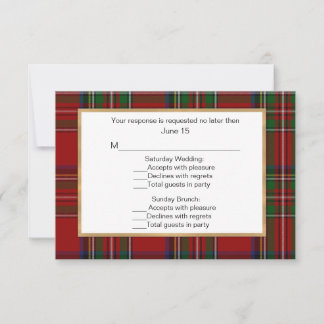 Royal Stewart Tartan Kariert Wedding Multi RSVP Ca Karte