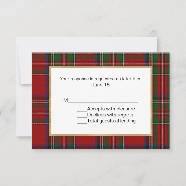 Royal Stewart Tartan Kariert Wedding RSVP Card (Vorderseite)