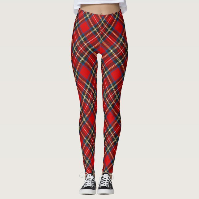 Royal Stewart Tartan Karierte Raute Pattern Leggings (Vorderseite)