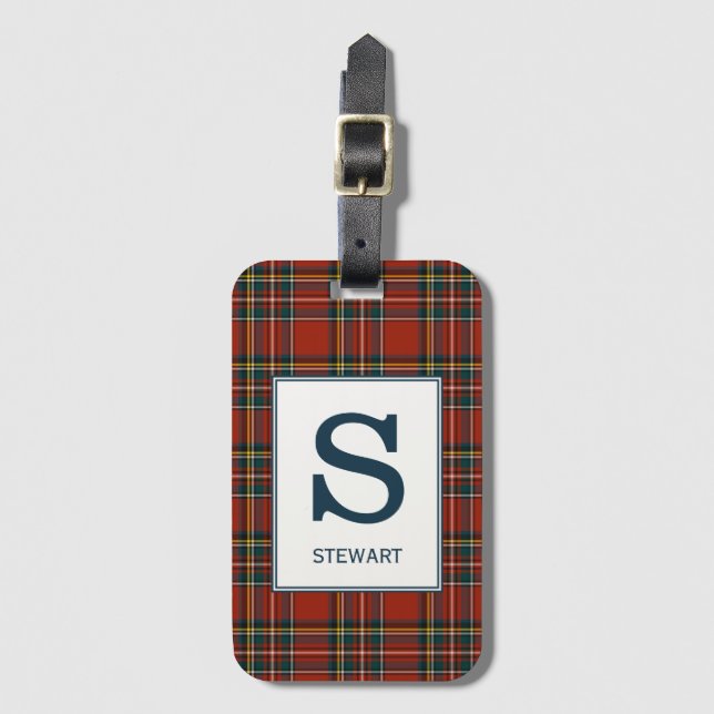 Royal Stewart Tartan Mit Monogramm Gepäckanhänger (Vorderseite Vertikal)