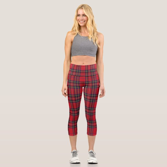 Royal Stewart Tartan Red Kariert Capri Leggings (Vorderseite)