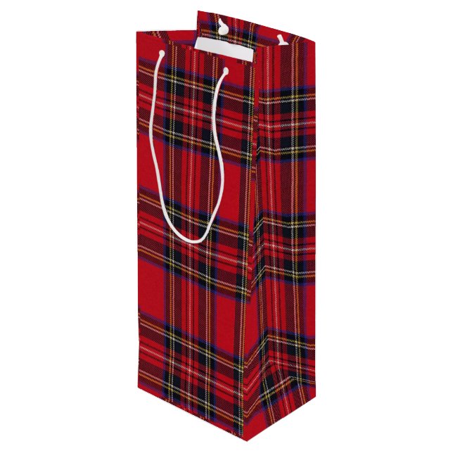 Royal Stewart tartan Red kariert Geschenktüte Für Weinflaschen (Rückseite Schrägansicht)