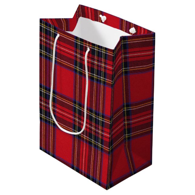 Royal Stewart Tartan Red Kariert Mittlere Geschenktüte (Vorderseite Schrägansicht)