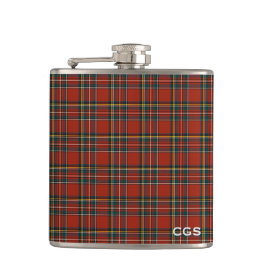 Royal Stewart Tartan Red Scott Kariert Monogram Flachmann