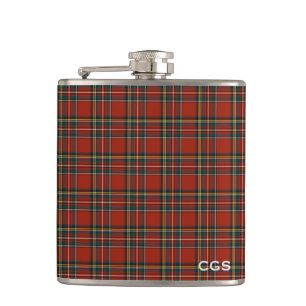 Royal Stewart Tartan Red Scott Kariert Monogram Flachmann