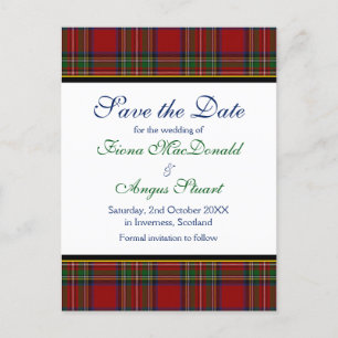 Royal Stewart Tartan Wedding Rette eine Date Postc Ankündigungspostkarte