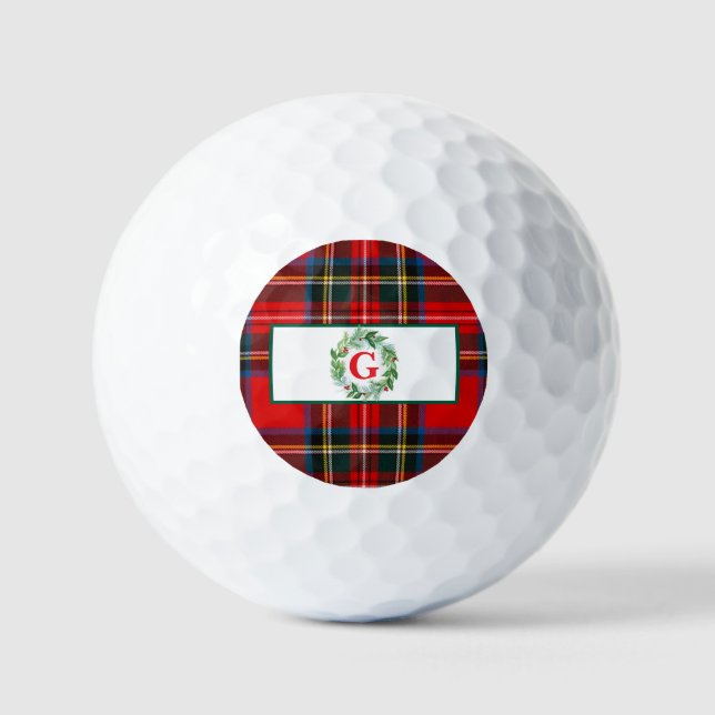 Royal Stewart Xmas Kariert MONOGRAM Wreath Golfball (Vorderseite)