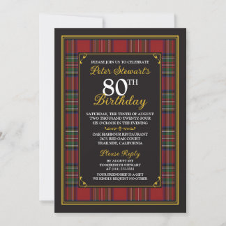 Royal Stuart Royal Stewart Tartan 80. Geburtstag Einladung