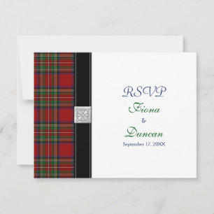 Royal Stuart Tartan Celtic Wedding Response Card RSVP Karte