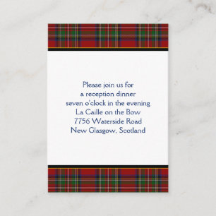 Royal Stuart Tartan Wedding Reception Card Begleitkarte