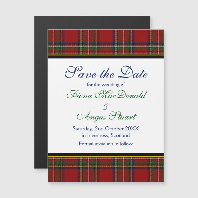 Royal Stuart Tartan Wedding Save the Date Magnet (Vorne/Hinten)