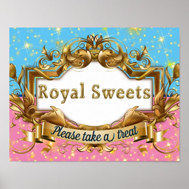 Royal Süßigkeiten|Pink & Blue| Gold Glitzer Elegan Poster (Vorne)