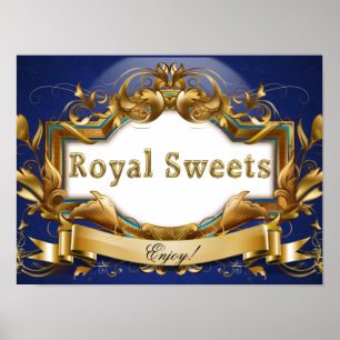 Royal Süßigkeiten - Royal Blue and Gold Party Sign Poster