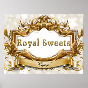 Royal Süßigkeiten White and Gold Party Signage Poster