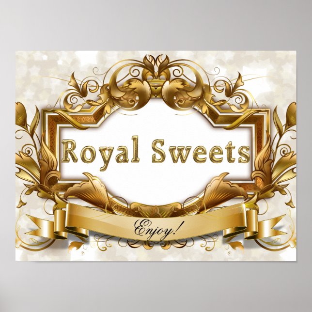Royal Süßigkeiten White and Gold Party Signage Poster (Vorne)