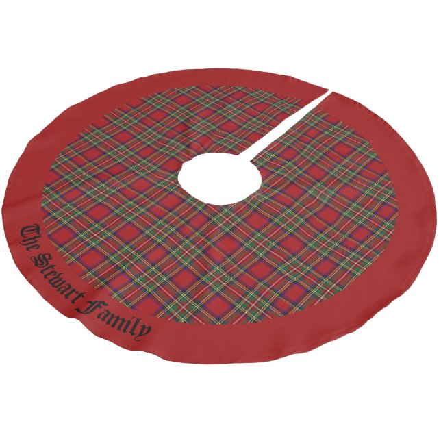 Royal Tartan Kariert Scottish Clan Ihr Familiennam Polyester Weihnachtsbaumdecke (Schrägansicht)