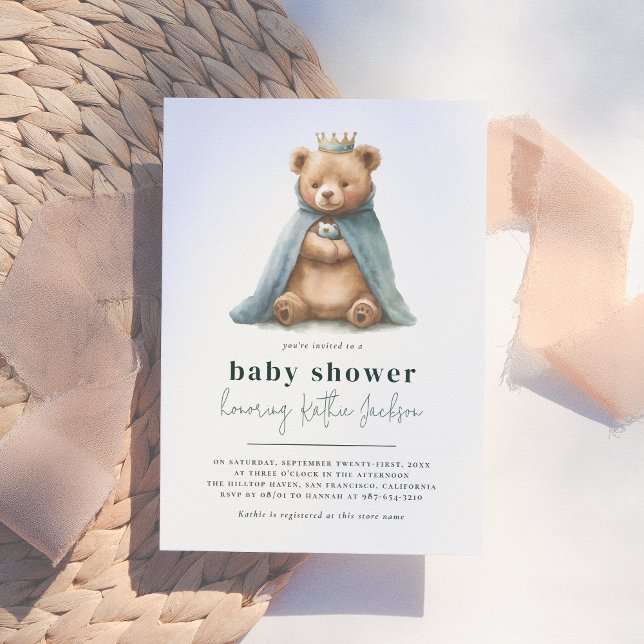 Royal Teddy Bear Little Prince Boy Baby Dusche Einladung (Von Creator hochgeladen)