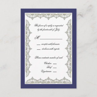 Royal Tiara Border Wedding Response Card RSVP Karte