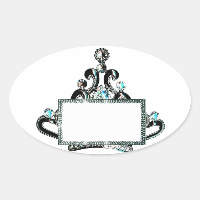 Royal Tiara Labels zu personalisieren! Ovaler Aufkleber (Vorderseite)
