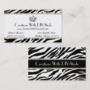 Royal Tiara Zebra Print Business Card Visitenkarte