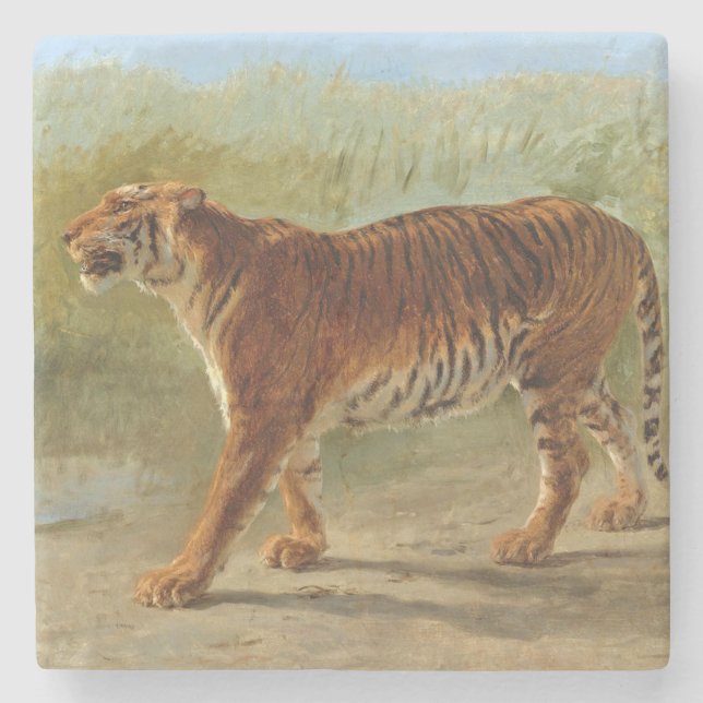 Royal Tiger Marching (von Rosa Bonheur) Steinuntersetzer (Vorderseite)