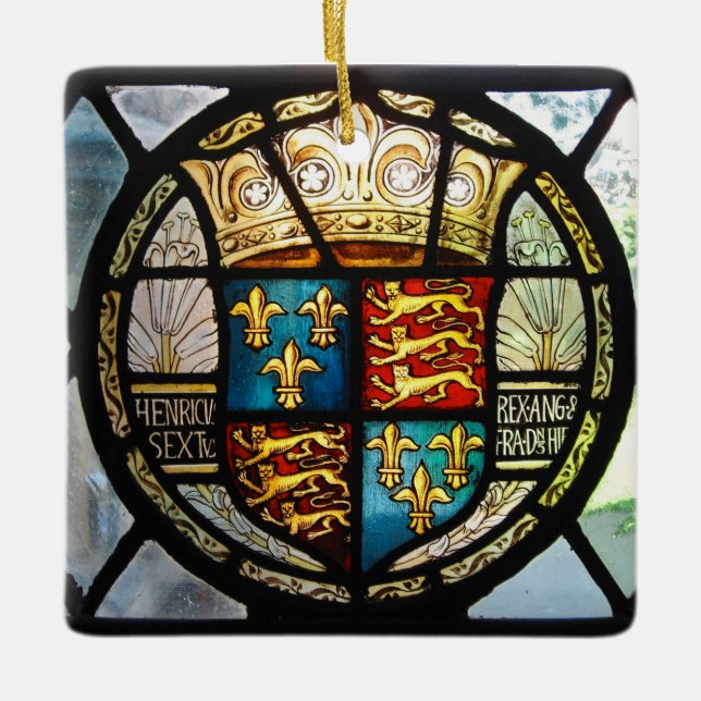 Royal Tudor Coat of Arms Henry VIII Festglas Keramikornament (Vorderseite)