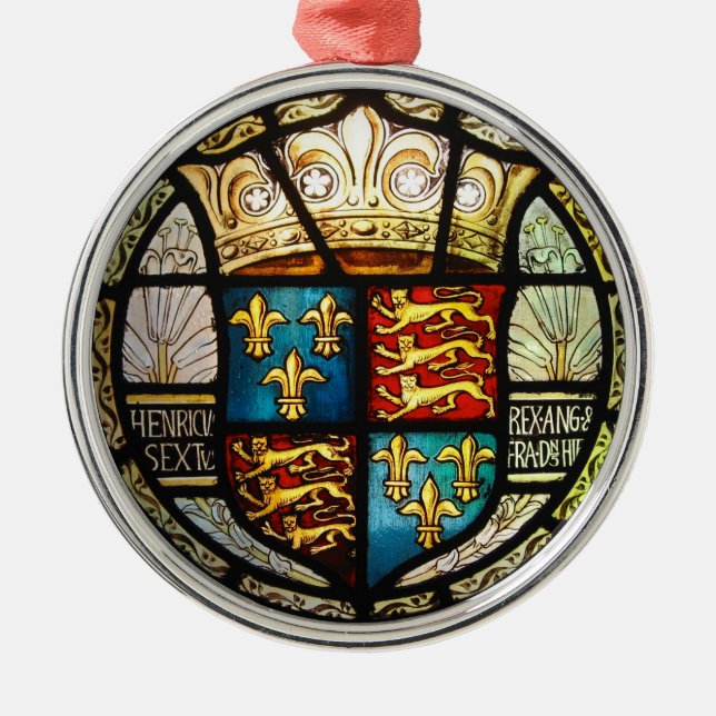 Royal Tudor Coat of Arms Henry VIII Festglas Ornament Aus Metall (Vorne)