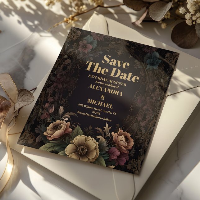 Royal Viktorianisch Gothic Floral Wedding Save The Date (Von Creator hochgeladen)