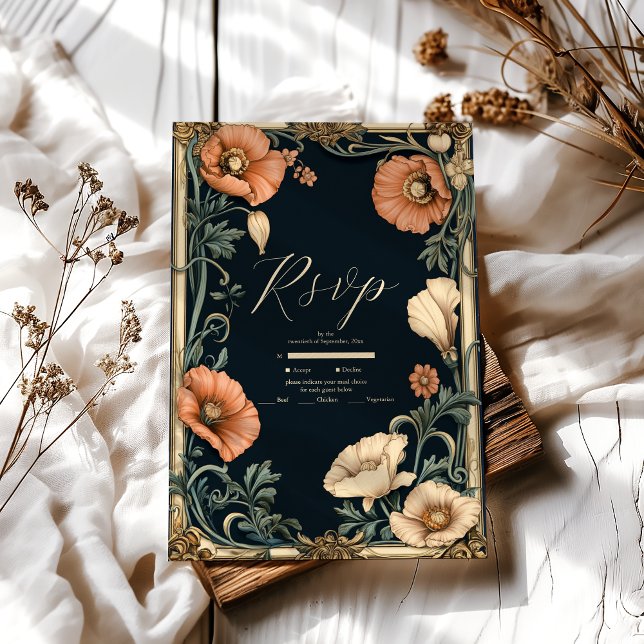 Royal Viktorianisch Wedding Whimsical Floral Weddi RSVP Karte (Von Creator hochgeladen)