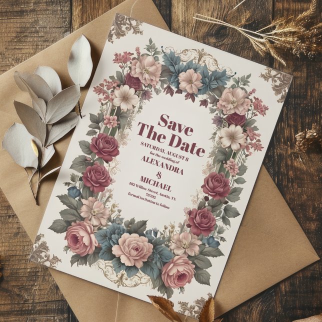 Royal Viktorianisch Whimsical Floral Wedding Save The Date (Von Creator hochgeladen)
