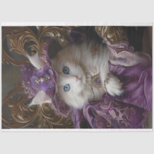 Royal Vintag Lace White Cat Decoupage Seidenpapier