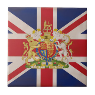 Royal Wappen auf Union Jack. Fliese
