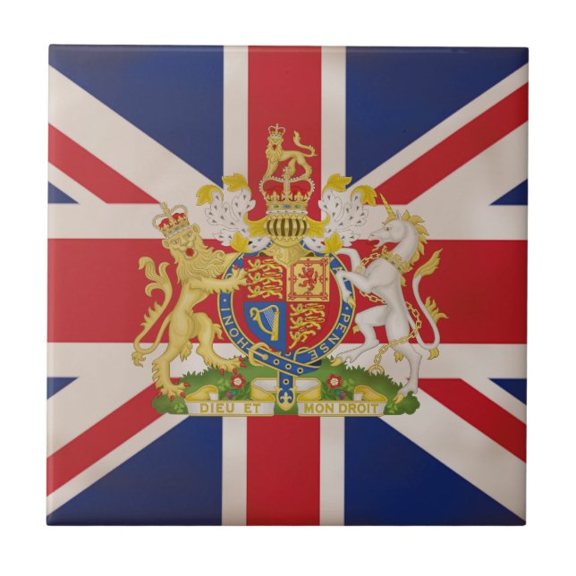 Royal Wappen auf Union Jack. Fliese (Vorderseite)
