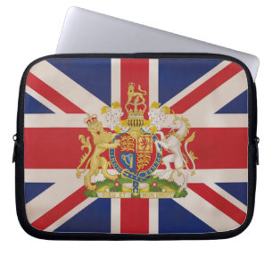 Royal Wappen auf Union Jack. Laptopschutzhülle