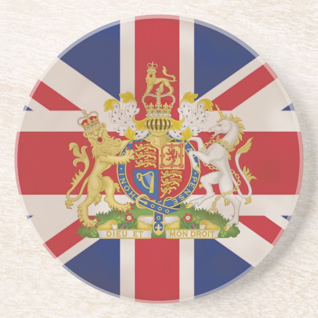 Royal Wappen auf Union Jack. Untersetzer (Vorne)