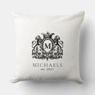 Royal Wappen Elegant Wreath Monogram Throw Kissen