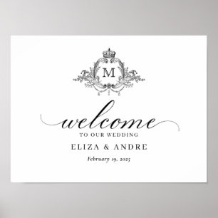 Royal Wappen Elegant Wreath Monogram Wedding Poster