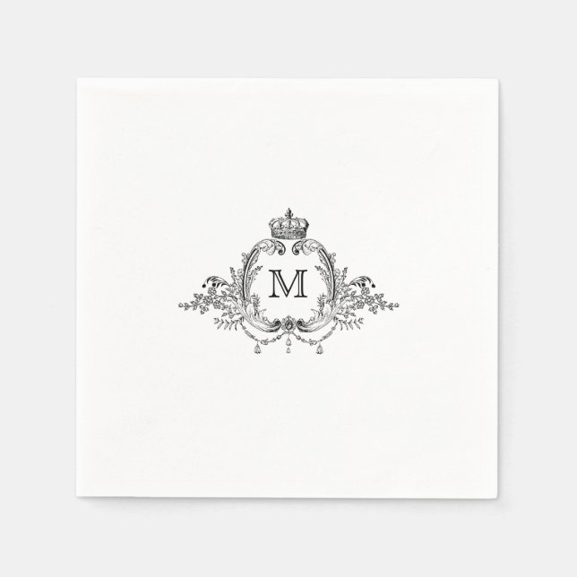 Royal Wappen Elegant Wreath Monogram Wedding Serviette (Vorderseite)