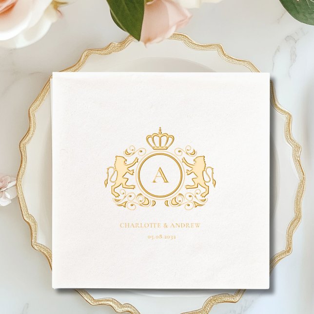 Royal Wappen Monogram Foil Wedding Servietten Mit Folie (Royal Crest Monogram Foil Wedding Foil Napkins)