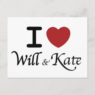 Royal Wedding I Heart Will & Kate Postcard Postkarte