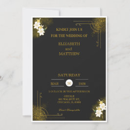 Royal wedding invitation in black and gold einladung