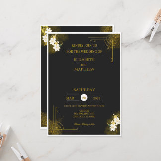 Royal wedding invitation in black and gold einladung