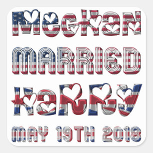 Royal Wedding Meghan Markle Prince Harry Quadratischer Aufkleber