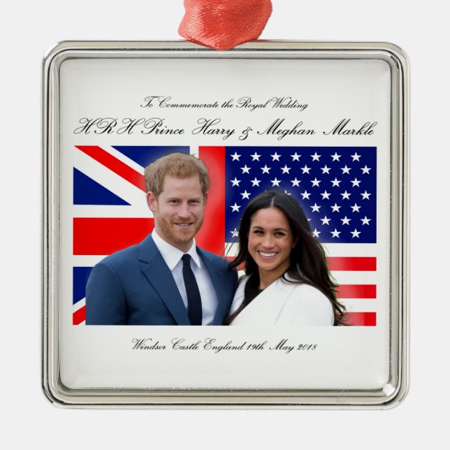 Royal Wedding Prince Harry und Meghan Markle Ornament Aus Metall (Vorne)