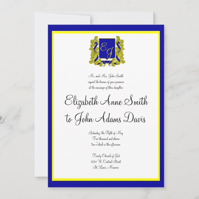 Royal Weditation Blue und Gold Einladung (Vorderseite)