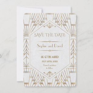 Royal Weiße Goldene Great Gatsby Save The Date Einladung