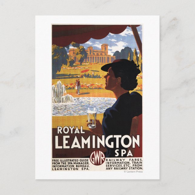 Royal Wellness-Center, Woman Drink Water Rail Post Postkarte (Vorderseite)